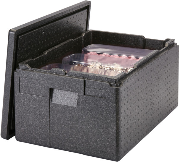EPP180XL110 - Cambro's multipurpose GoBox containing pans of ice cream varieties