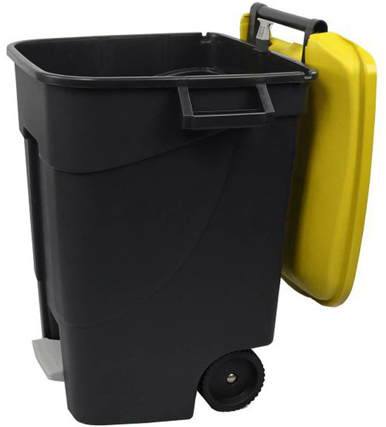 421013 - Wheeled Pedal Bin with lid fully open