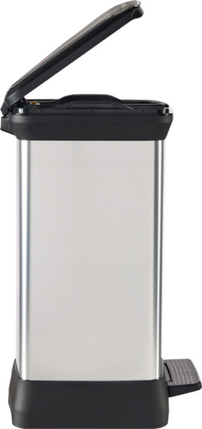 203291 - Curver Deco Duo Pedal Bin side-on picture that shows the profile of the bin and space required for pedal