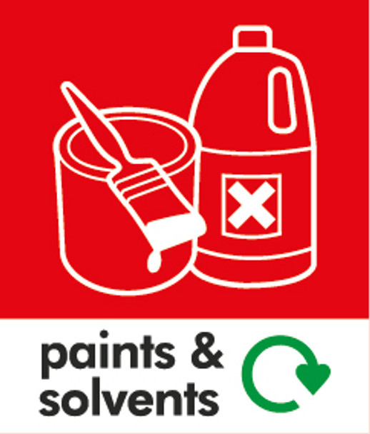 Small Waste Bin Sticker - Paints & Solvents - PC85PS