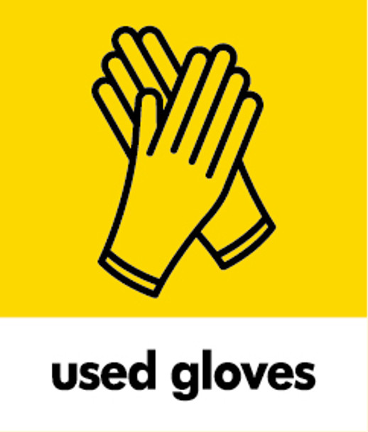 Small Waste Bin Sticker - Used Gloves - PC85UG