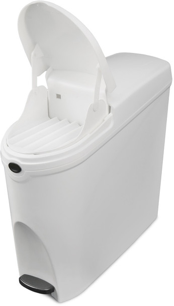 WR-ZYS-20LJ-WHITE - Pedal Operated Sanitary Bin - 20 Ltr - White - Waste Chute Open