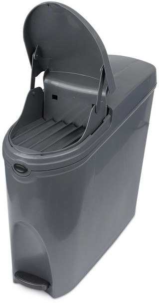 WR-ZYS-20LJ-GREY - Pedal Operated Sanitary Bin - 20 Ltr - Grey - Chute Open