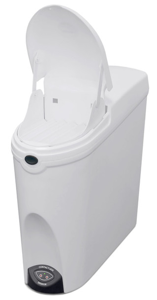 WR-ZYS-20FT-WHITE - Automatic Sanitary Bin - 20 Ltr - White - Waste Chute Open