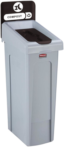 2185051 - Rubbermaid Slim Jim Recycling Station - 87 Ltr - Compost (Brown)