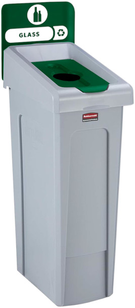 2185057 - Rubbermaid Slim Jim Recycling Station - 87 Ltr - Glass Recycling (Green)