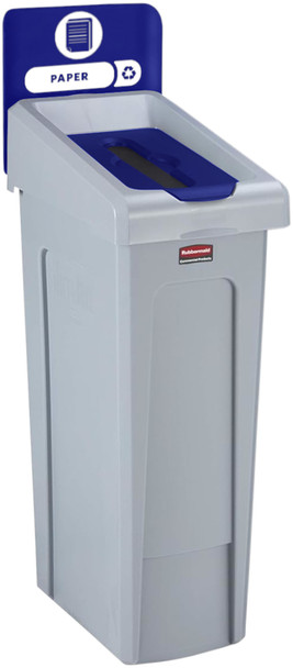 2185054 - Rubbermaid Slim Jim Recycling Station - 87 Ltr - Paper Recycling (Blue)