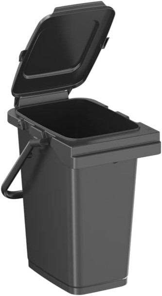 WB25BLA - Kerbside Waste & Recycling Caddy Bin - 25 Ltr - Black - Right Lid Open