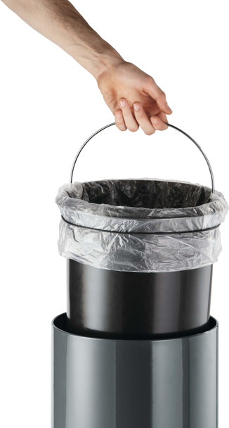 341058 - Durable Round Pedal Bin - 5 Ltr - Charcoal Grey - Removable Bucket