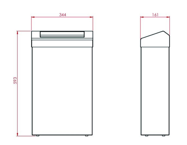 WR-PL73MBS - Metal Waste Bin with Flap Lid - 30 Ltr - Brushed Stainless Steel - Technical Drawing