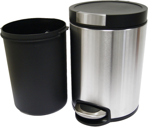 WR-EK9225MT-5L - Round Soft-Close Pedal Bin - 5 Ltr - Stainless Steel - With Removable Bucket