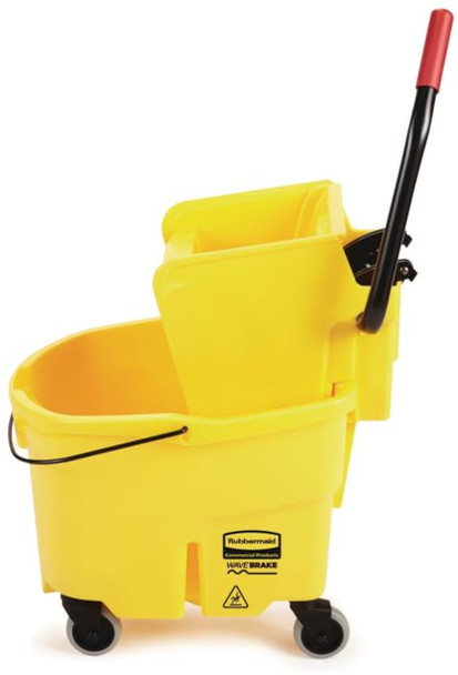 FG748000YEL - Rubbermaid WaveBrake Side Press Bucket & Wringer - 24 Ltr - Yellow - Side