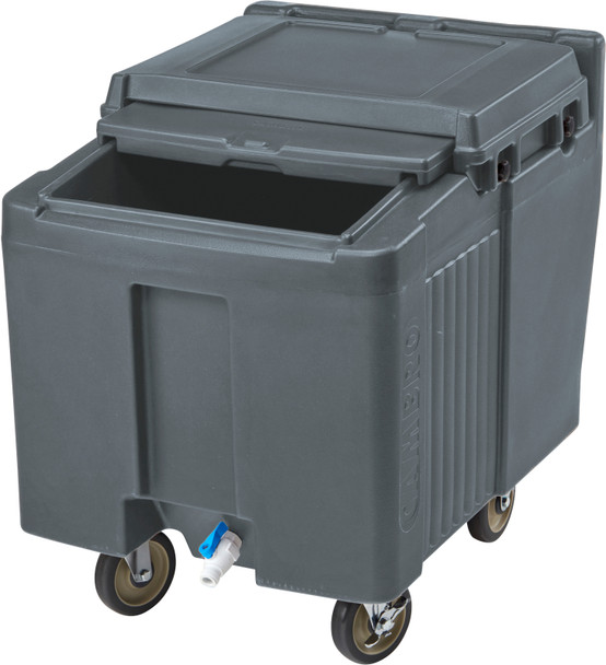 ICS125L191 - Cambro Sliding Lid Ice Caddy - 57kg - Granite Grey - Lid Open