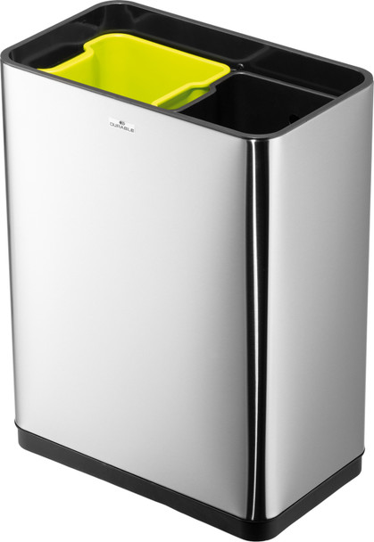 342423 - Durable No Touch Duo Sensor Bin - 2 x 20 Ltr - Silver - Lid Removed Showing Inner Buckets