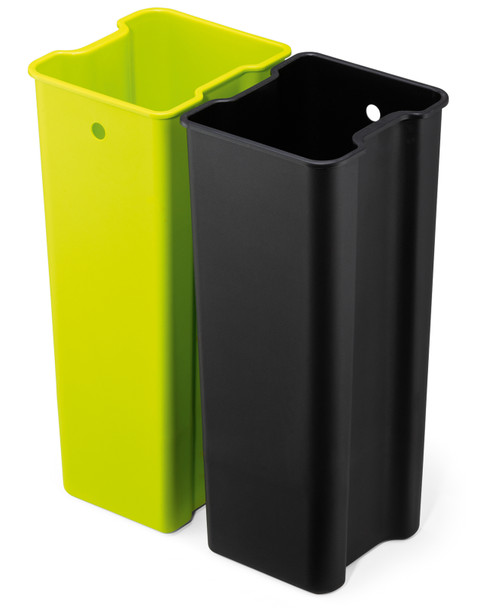 342423 - Durable No Touch Duo Sensor Bin - 2 x 20 Ltr - Silver - Green & Black Inner Buckets
