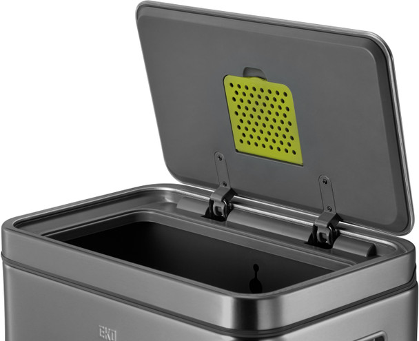 EK9368TG45 - EKO X Cube Kitchen Pedal Bin - 45 Ltr - Titanium Grey - Close-up of Lid and Deodoriser Compartment