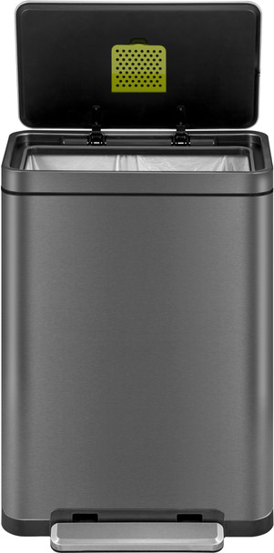 EK9368TG45 - EKO X Cube Kitchen Pedal Bin - 45 Ltr - Titanium Grey - Front with Lid Open