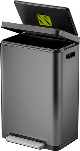 EK9368TG45 - EKO X Cube Kitchen Pedal Bin - 45 Ltr - Titanium Grey - Lid & Frame Lifted