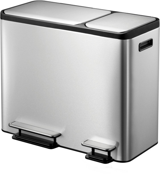 EK9128MT151515 - EKO Ecocasa Three Stream Recycling Pedal Bin - 45 Ltr - Stainless Steel