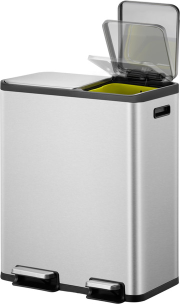EKO Ecocasa Dual Stream Recycling Pedal Bin - 30 + 20 Ltr - Stainless Steel - EK9128MT3020