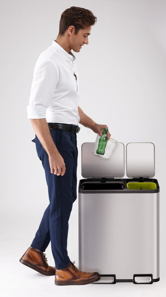 EK9128MT3020 - EKO Ecocasa Dual Stream Recycling Pedal Bin - 30 + 20 Ltr - Stainless Steel - In Use