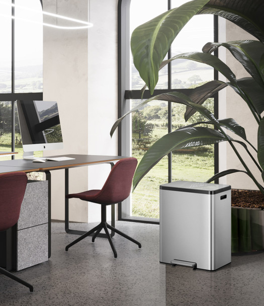EK9128MT2436 - EKO Ecocasa Dual Stream Recycling Pedal Bin - 24 + 36 Ltr - Stainless Steel - Situated in Office