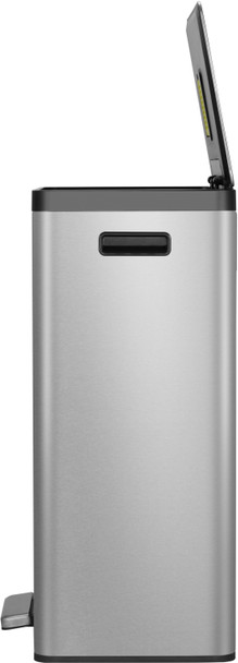 EK9138MT2020 - EKO Ecocasa II Dual Stream Recycling Pedal Bin - 40 Ltr - Stainless Steel - Side with Lid Open