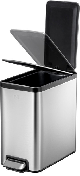 EK9376MT8 - EKO Ecoslim Pedal Bin - 8 Ltr - Stainless Steel - Cutaway Showing How Lid Opens