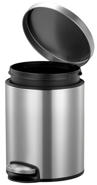 EK9115MT5 - EKO Eva Round Bathroom Pedal Bin - 5 Ltr - Stainless Steel - Lid Open