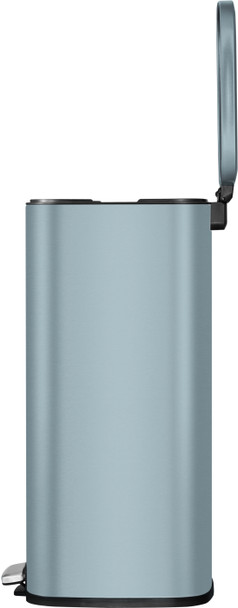 EK9384TB30 - EKO Stella Square Pedal Bin - 30 Ltr - Titanium Blue - Sideview with Lid Open