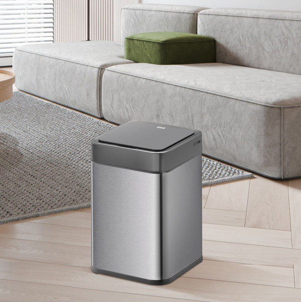 EK9208RGMT10 - EKO Echo Touch-Free Sensor Bin - 10 Ltr - Stainless Steel - Place in Living Room by Sofa