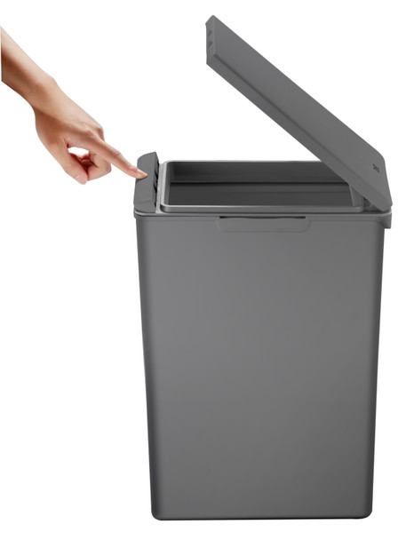 EK6187DG20 - EKO Morandi Touch Bin - 20 Ltr - Dark Grey - Lid Release Bar Being Pushed