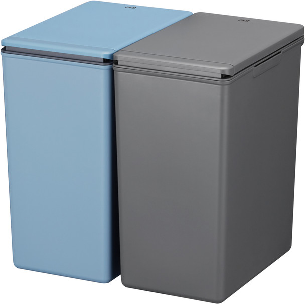 EK6187DG20 - EKO Morandi Touch Bin - 20 Ltr - Dark Grey - Two Interlocked Containers, one Titanium Blue, One Dark Grey