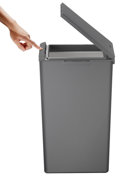 EK6187DG30 - EKO Morandi Touch Bin - 30 Ltr - Dark Grey - Lid Release Button Being Pressed