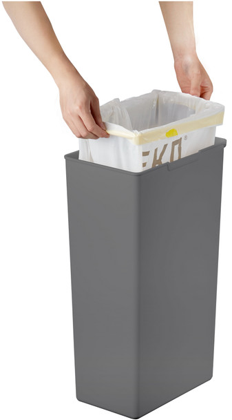EK6187DG40 - EKO Morandi Touch Bin - 40 Ltr - Dark Grey - Removable Rim with Bag Attached