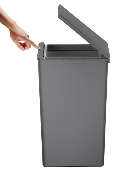 EK6187DG40 - EKO Morandi Touch Bin - 40 Ltr - Dark Grey - Lid Release Button Being Pressed