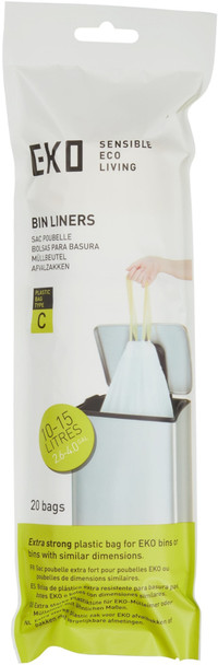 EK33703 - EKO Size C Plastic Bin Liners - 10-15 Ltr - Roll of 20 Bags