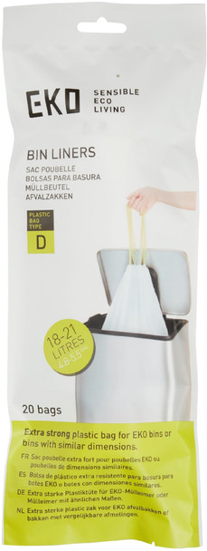EK33704 - EKO Size D Plastic Bin Liners - 18-21 Ltr - Roll of 20 Bags