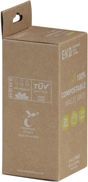 EK33201 - EKO Compostable Bin Liners - 3-6 Ltr - Pack of 20 Bags