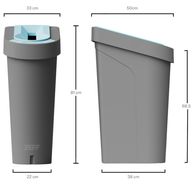 1426 - uBin Recycling Bin - 70 Ltr - Paper & Card - Dimensions