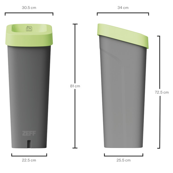 1464 - uBin Mini Recycling Bin - 50 Ltr - Mixed Recycling - Dimensions