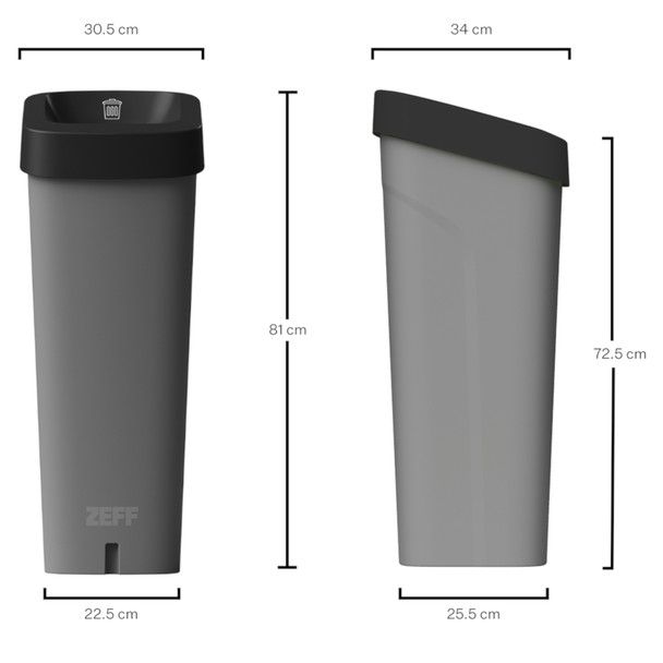 1471 - uBin Mini Recycling Bin - 50 Ltr - General Waste - Dimensions