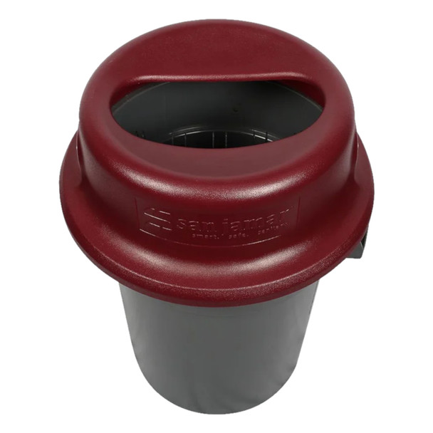 KA3200 - KatchAll Round Magnetic Flatware Retriever - 121 Ltr - Burgundy - Overhead of Lid on Bin