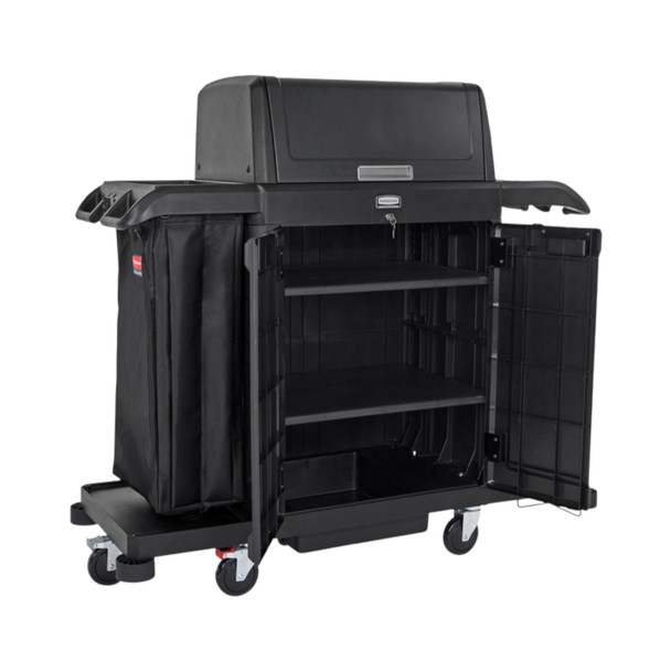 Rubbermaid Full Size Housekeeping Cart with Locking Doors & Security Hood - 2202587