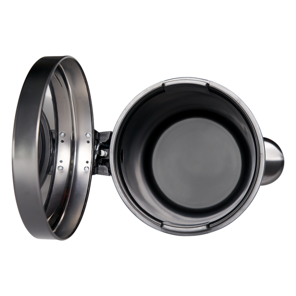 2179250 - Rubbermaid Round Pedal-Operated Wastebasket - 6 Ltr - Charcoal - Overhead, Lid Open 2179250 - Rubbermaid Round Pedal-Operated Wastebasket - 6 Ltr - Charcoal - Overhead, Lid Open