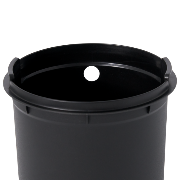 2179250 - Rubbermaid Round Pedal-Operated Wastebasket - 6 Ltr - Charcoal - Showing Bag Cinch 2179250 - Rubbermaid Round Pedal-Operated Wastebasket - 6 Ltr - Charcoal - Showing Bag Cinch