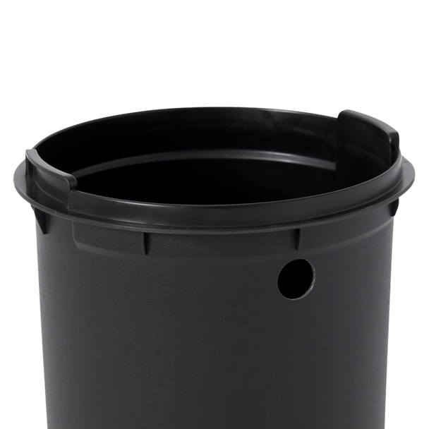 2179250 - Rubbermaid Round Pedal-Operated Wastebasket - 6 Ltr - Charcoal - Close-Up of Bag Cinch 2179250 - Rubbermaid Round Pedal-Operated Wastebasket - 6 Ltr - Charcoal - Close-Up of Bag Cinch