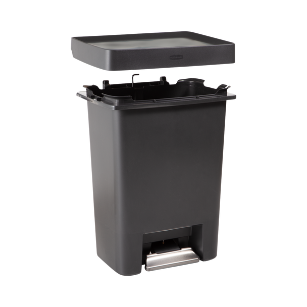2181031 - Rubbermaid Premier Series Pedal Bin - 71 Ltr - Charcoal - Lid Disconnected and Elevated 2181031 - Rubbermaid Premier Series Pedal Bin - 71 Ltr - Charcoal - Lid Disconnected and Elevated