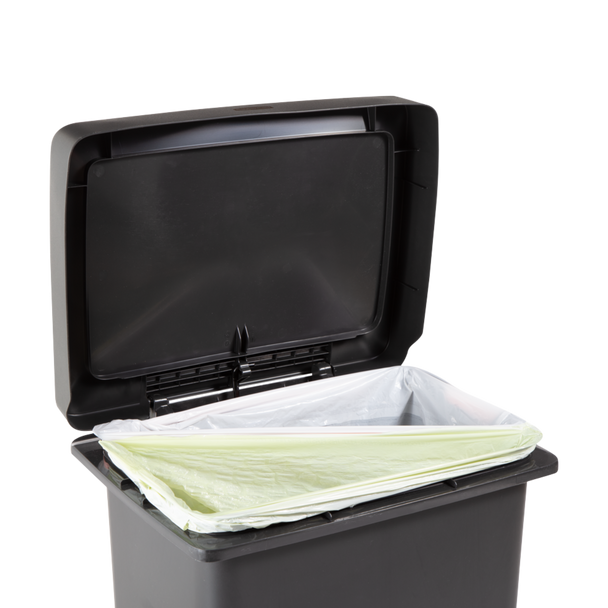 2181031 - Rubbermaid Premier Series Pedal Bin - 71 Ltr - Charcoal - Lid Open with Dual Stream Configuration 2181031 - Rubbermaid Premier Series Pedal Bin - 71 Ltr - Charcoal - Lid Open with Dual Stream Configuration