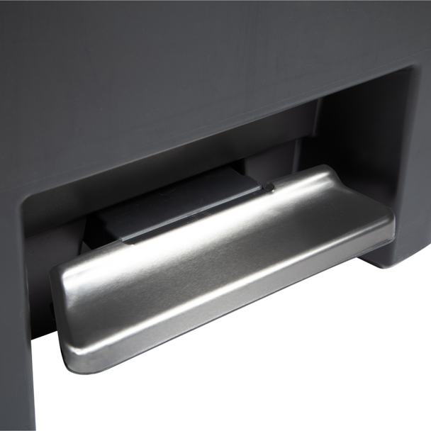 2181031 - Rubbermaid Premier Series Pedal Bin - 71 Ltr - Charcoal - Close-Up of Stainless Steel Pedal 2181031 - Rubbermaid Premier Series Pedal Bin - 71 Ltr - Charcoal - Close-Up of Stainless Steel Pedal